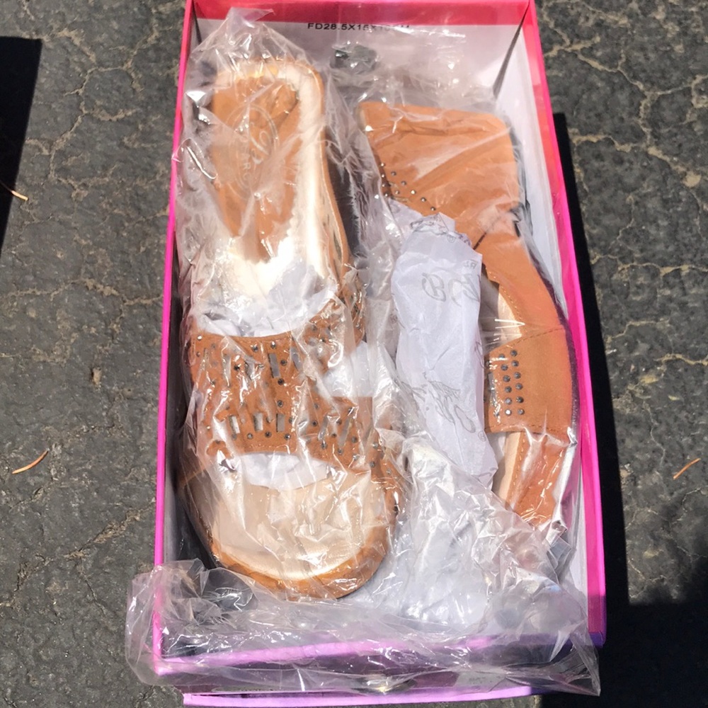 Tan Wedge Sandals